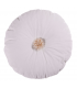 Round decorative cushion made of beautiful velvet in white color