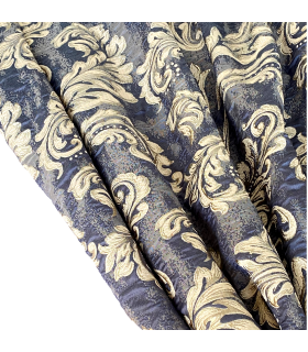 Luxury Classical Curtains Louvre  blue-grey-gold, Baccarda Collection