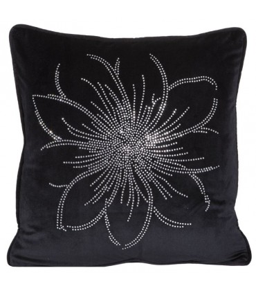 Soft Velvet Cushion in Black Color with Crystal applications