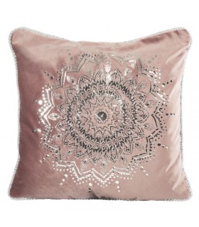 Cuscino in Velluto Rosa decorato con una stampa Argento