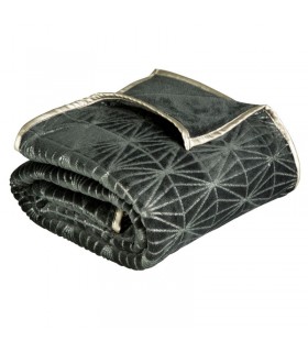 Very soft blanket in graphite color with silver decorations, 150 x 200 cm