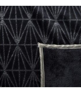 Plaid gris à motif géométrique, 150 x 200 cm