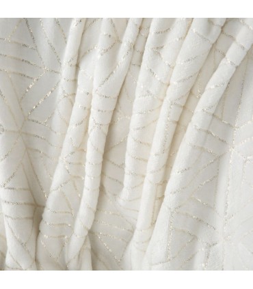 Coperta da letto bianca con disegno geometrico, 150 x 200 cm