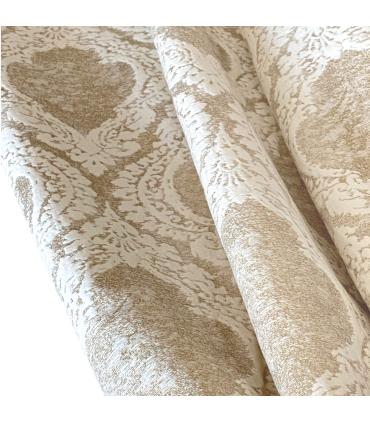 Rideau Jacquard Paris, Crème - Nuances Champagne avec un  Motif Blanc Classique