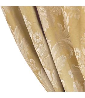 Colore oro, tenda jacquard in cotone con motivo bianco classico