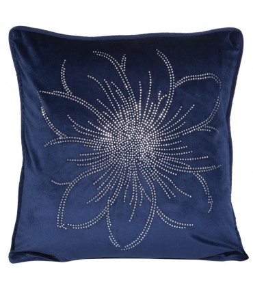 Coussin en velours doux de couleur bleu avec