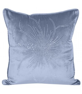 Soft Velvet Cushion in Blue Color with Crystal applications