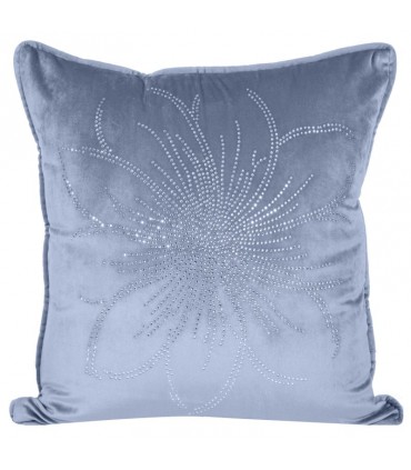 Coussin en velours doux de couleur bleu avec