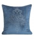 Blue Velvet Cushion with Damask Design