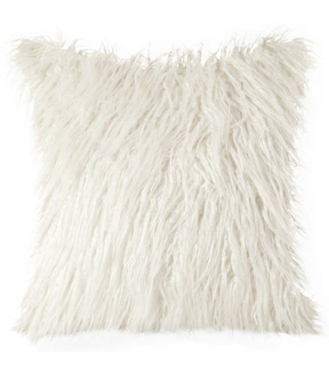 Coussin en couleur crème fabriqué en fourrure écologique 45 x 45 cm