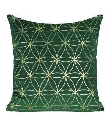 Coussin en Velours Vert orné d'un Imprimé Doré