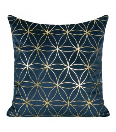 Blue  Velvet cushion decorated with a Golden  print