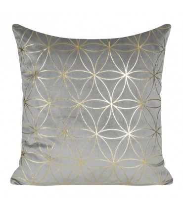 Silver Velvet cushion decorated with a Golden print