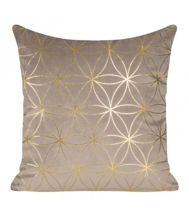 Coussin en Velours Rose orné d'un Imprimé Or