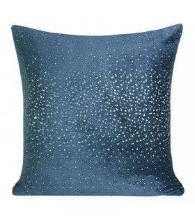 Blue velvet cushion with crystals