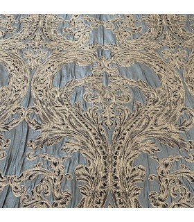 Jacquard di Lusso per Tende Monte Carlo, verde con motivo dorato