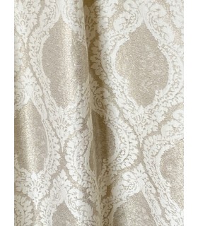 Rideau Jacquard Paris, couleur champagne brillant avec Beau motif blanc