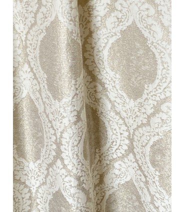 Rideau Jacquard Paris, couleur champagne brillant avec Beau motif blanc