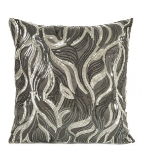 Cuscino con paillettes, Colore: grigio e argento, 45 x 45 cm