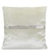 Cream Velvet cushion decorated with beaded ribbon, 40 x 40 cm