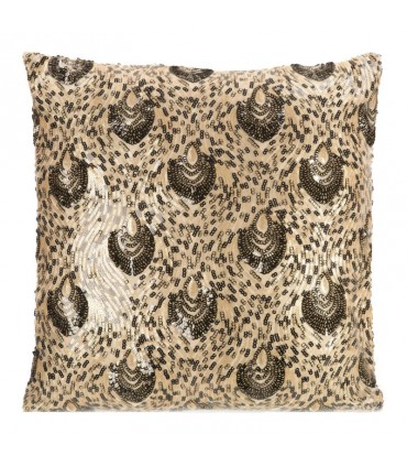 Cushion with sequins, Color: black and gold, 40 x 40 cm