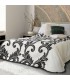 Bed Cover Creme with black pattern,220 x 240 cm