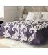 Copriletto in Colore Crema con disegno ornamentale viola, 220 x 240 cm