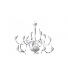 Lampadario Moderno Glamour in colore Bianco, 85 x 145 cm