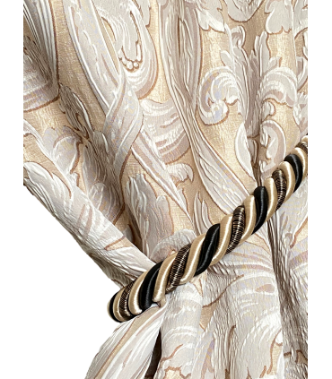 Beautiful Jacquard Double Curtain in cream color with white motive