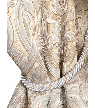 Beautiful Jacquard Double Curtain in cream color with white motive