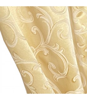 Luxury, Double Curtain in gold color with cream pattern