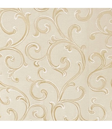 Elegant , Cotton Fabric Cream - Gold color, coll Rome