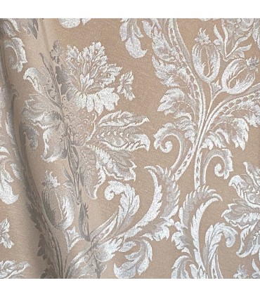 Tessuto jacquard color Cappuccino, motivo decorativo classico