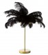 Lampe de Table Moderne Noire avec plumes naturelles