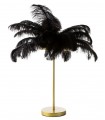 Black, Modern Table Lamp with natural feathers