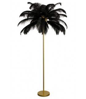 Black, Modern Floor Lamp with natural feathers