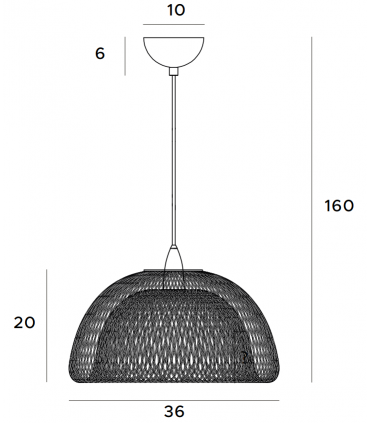 Lampe a Suspension Moderne 36 cm de couleur noir