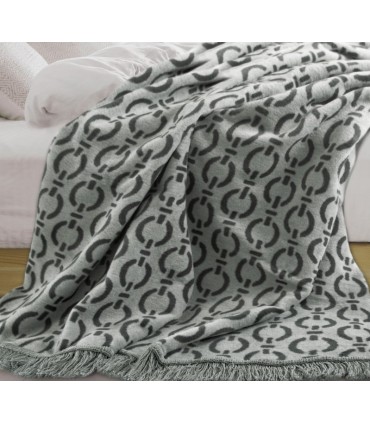 Coperta in Cotone double face coll. Sara Grigio 150 x 200