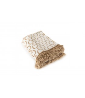 Double-sided Cotton Blanket coll. Sara Beige -Ivory