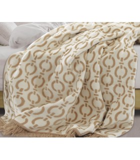 Double-sided Cotton Blanket coll. Sara Beige -Ivory