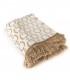 coperta beige con frange, coperta crema, coperta con disegno