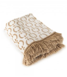 Double-sided Cotton Blanket coll. Sara Beige -Ivory 150 x 200