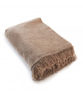 coperta beige scuro, coperta morbida, coperta con frange, coperta 150 cm