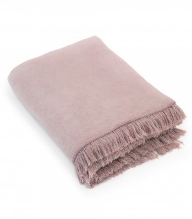 coperta rosa con frange, coperta rosa e grigio, coperta rosa con frange grigie