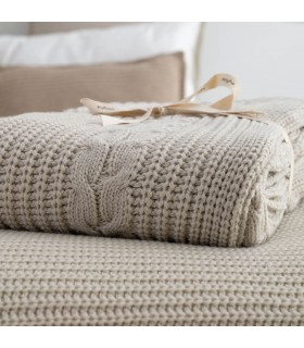 Cozy Wool Blanket Neutral Colors 130x170cm coll. Natura Cream