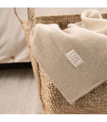 Couverture en Laine Douce Couleurs Neutres 130x170cm Coll. Sahara Beige