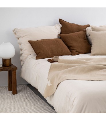 Couverture en Laine Douce Couleurs Neutres 130x170cm Coll. Sahara Beige