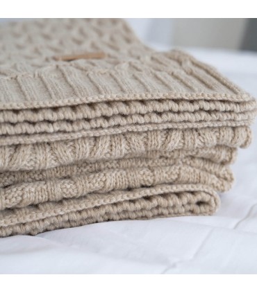 Plaid in Lana Soffice e Calda Colori Neutrali 130x170cm Coll. Tiara Beige