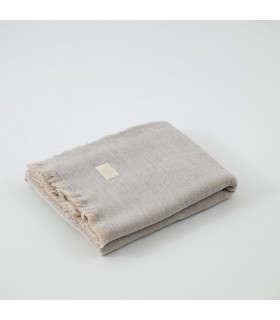 Warm Wool Blanket with Fringe Neutral Colors 130x170cm Coll. Savana Light Grey