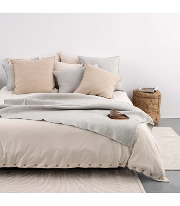 Warm Wool Blanket with Fringe Neutral Colors 130x170cm Coll. Savana Light Grey